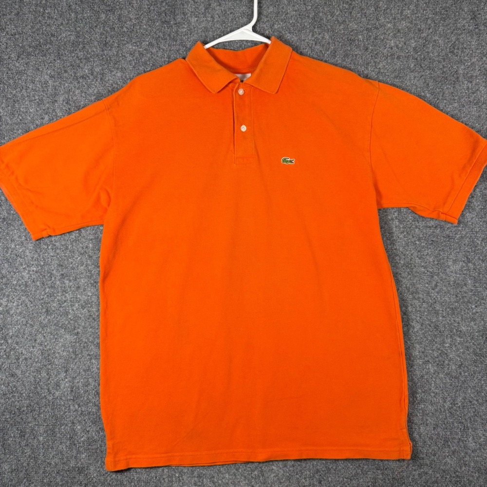 Vintage Lacoste Pique Polo Made in France Shirt Mens Size 8 Orange Cotton